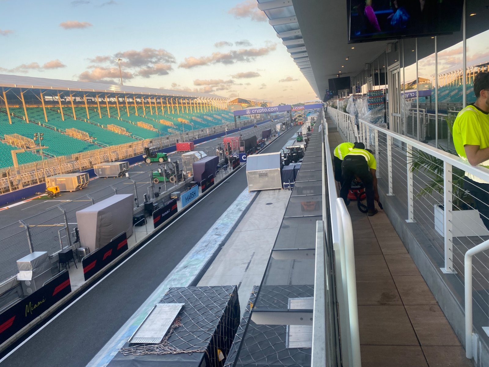 Field operations and production logistics at race venue