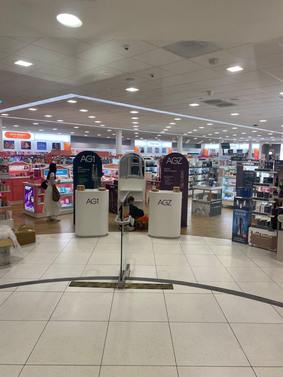 AG1 and AGZ retail brand display inside Ulta Beauty