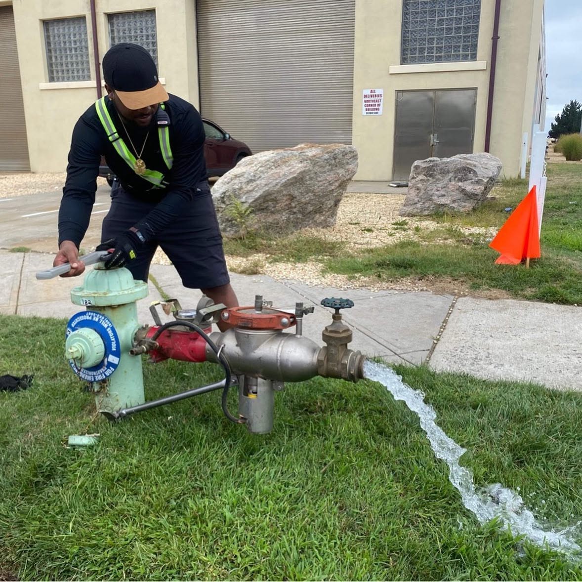 Team member working with site water equipment